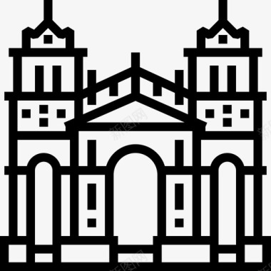 科尔多瓦大教堂地标3线性图标图标