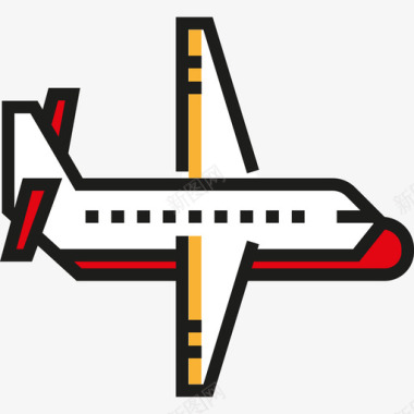 飞机运输大包装线性颜色图标图标