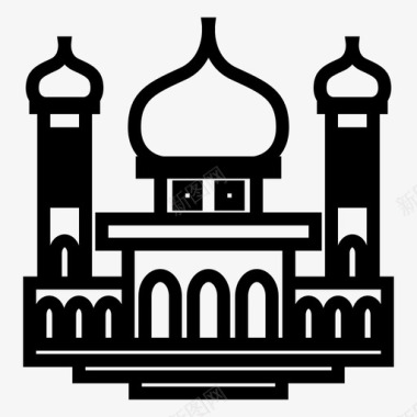 清真寺建筑伊斯兰图标图标