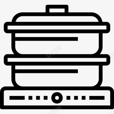 锅炉烹饪和厨房设备线性图标图标