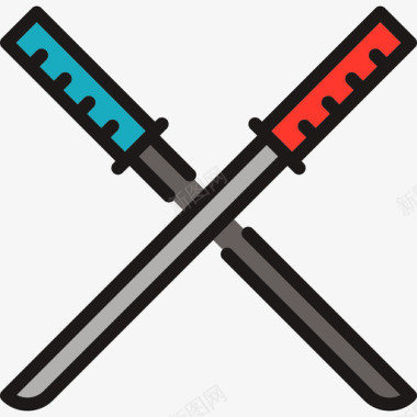 武士刀日语线颜色图标图标
