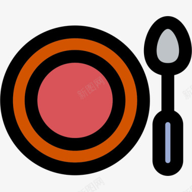餐厅彩色旅游和旅游浅圆形图标图标
