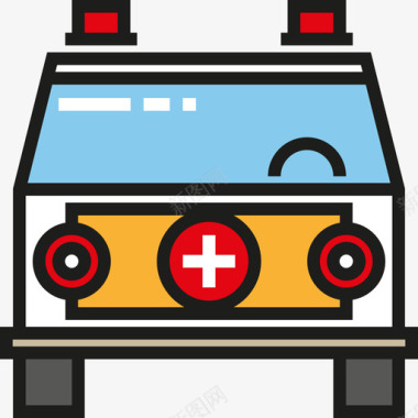 救护车运输大包装线性颜色图标图标