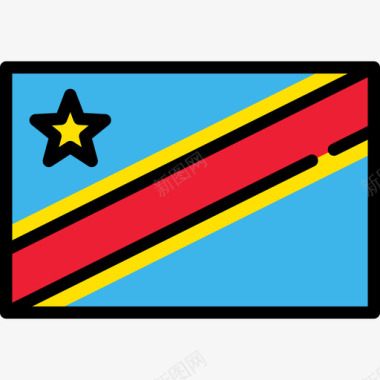 刚果民主共和国旗帜收藏矩形图标图标