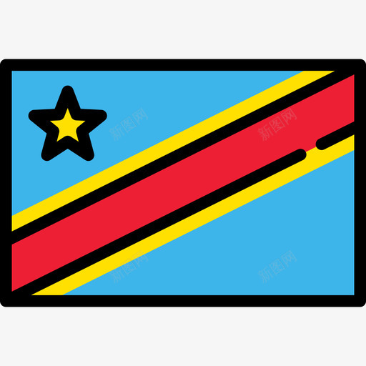 刚果民主共和国旗帜收藏矩形图标svg_新图网 https://ixintu.com 刚果民主共和国 旗帜收藏 矩形