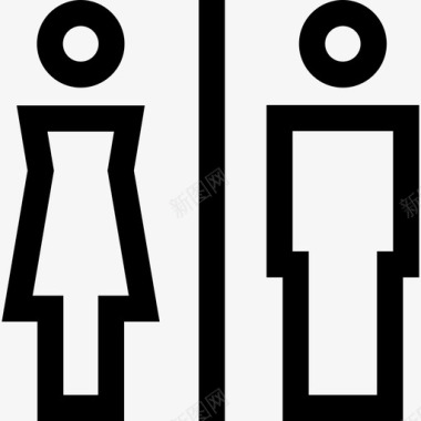 厕所机场收集线性图标图标