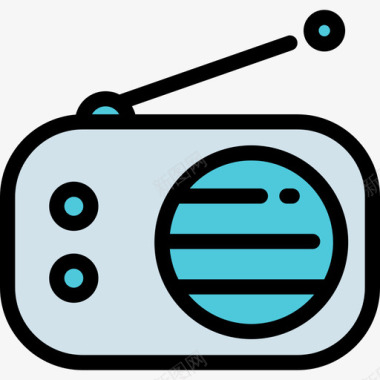 收音机电子3线性彩色图标图标