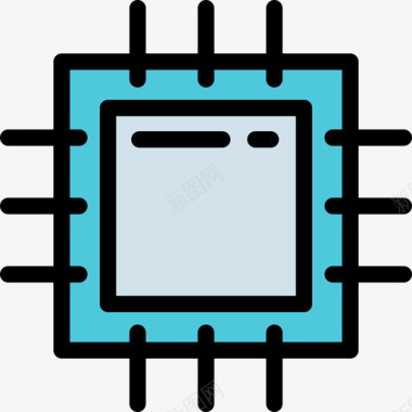 微芯片电子3线性彩色图标图标