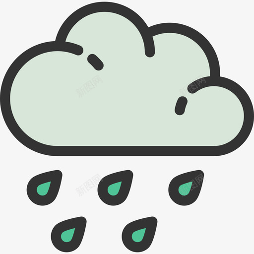 雨生态色线色图标svg_新图网 https://ixintu.com 生态色 线色 雨