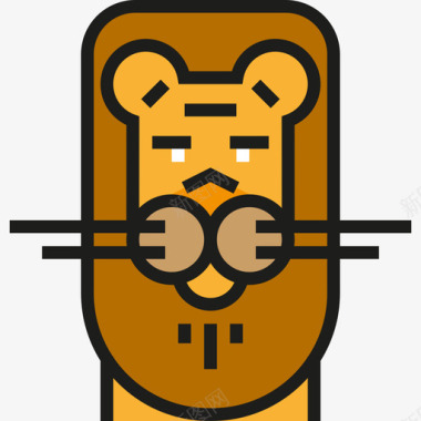 狮子动物2线性颜色图标图标