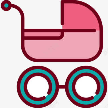 婴儿车玩具3线性颜色图标图标