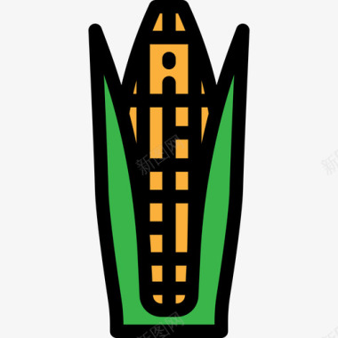 玉米芯食品和餐厅大包装颜色线性颜色图标图标