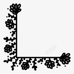 传统角花花和叶角分隔器花图标高清图片