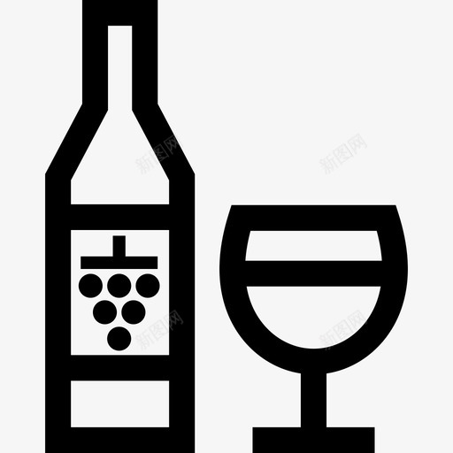 酒瓶饮料玻璃杯图标svg_新图网 https://ixintu.com 玻璃杯 酒瓶 餐厅轮廓 饮料