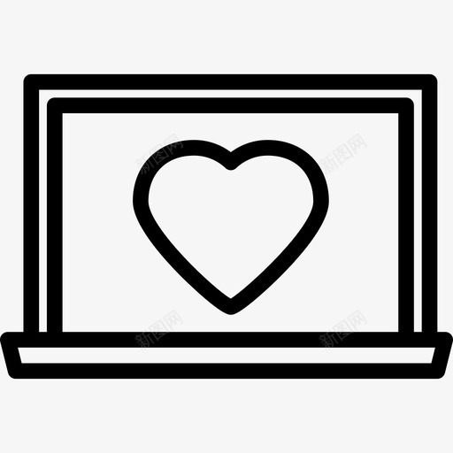 笔记本电脑情人节系列线性图标svg_新图网 https://ixintu.com 情人节系列 笔记本电脑 线性