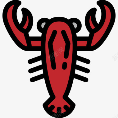 龙虾食品和餐厅大包装颜色线性颜色图标图标