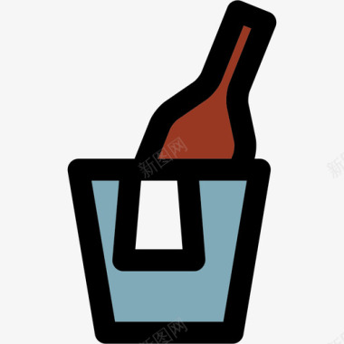 葡萄酒彩色厨房用品线性颜色图标图标
