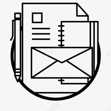 办公工具信封文件图标图标