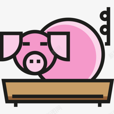 猪动物2线性颜色图标图标