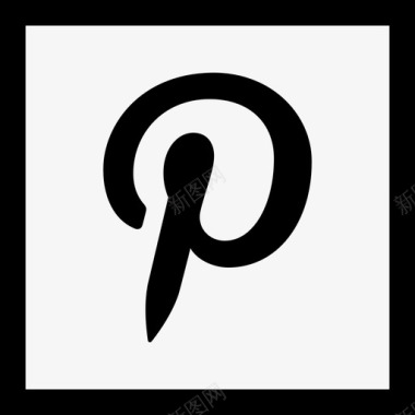 Pinterest社交媒体徽标集合线性图标图标