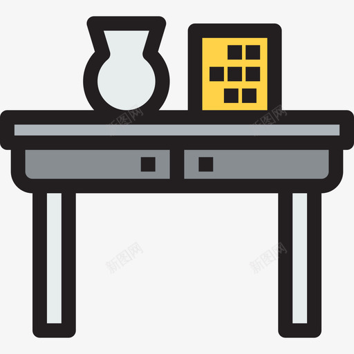 桌子家具和家居用具线性颜色图标svg_新图网 https://ixintu.com 家具和家居用具 桌子 线性颜色