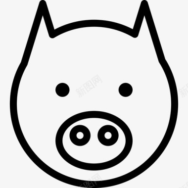 猪字符集线性图标图标
