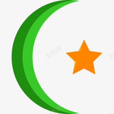 伊斯兰教信仰象征扁平图标图标