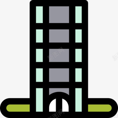 公寓建筑物线性颜色的房子图标图标