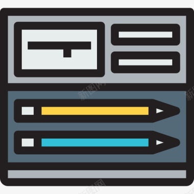 铅笔盒办公套装2线性颜色图标图标