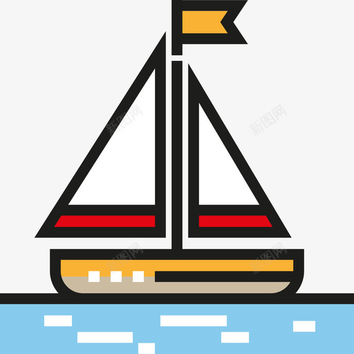 帆船运输大包装线性颜色图标svg_新图网 https://ixintu.com 帆船 线性颜色 运输大包装