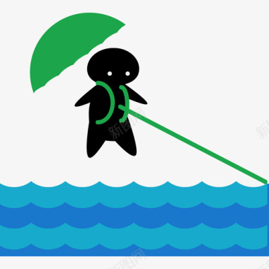 滑翔伞水上运动平板图标图标