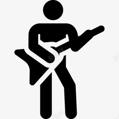 电吉他音乐家人类象形图填充图标图标