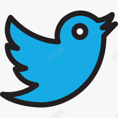 Twitter社交媒体图标徽标线条颜色图标