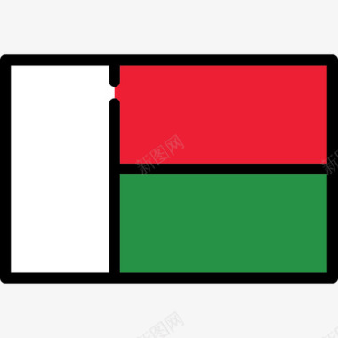马达加斯加旗帜收藏矩形图标图标