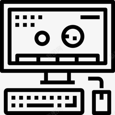 电脑游戏电子游戏元素线性图标图标