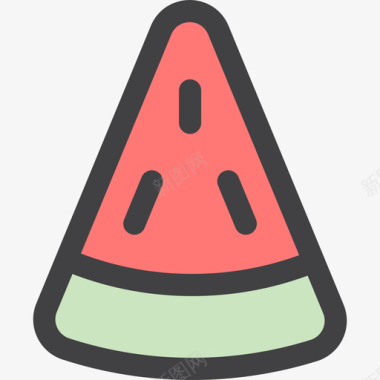 西瓜野餐和烧烤图标线性颜色图标