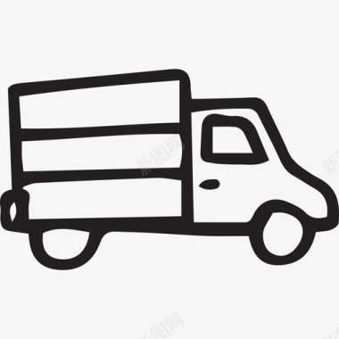 手绘电子商务卡车黑色图标图标