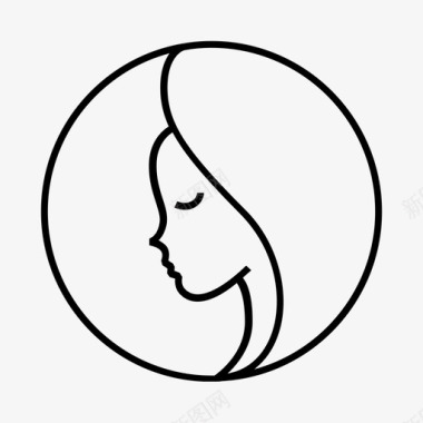 女人脸头发处女座图标图标