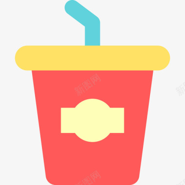 苏打水食品和餐厅元素平板图标图标