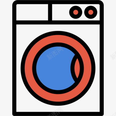 洗衣机线性颜色内务元件线性颜色图标图标
