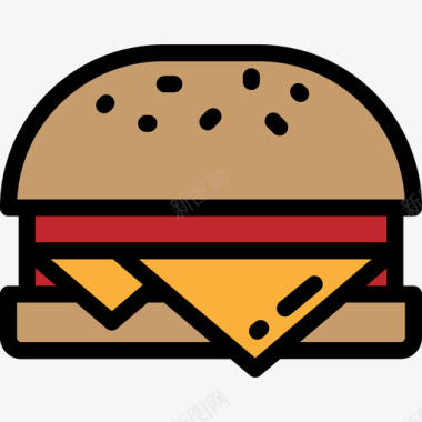 奶酪汉堡食品和餐厅大包装颜色线性颜色图标图标