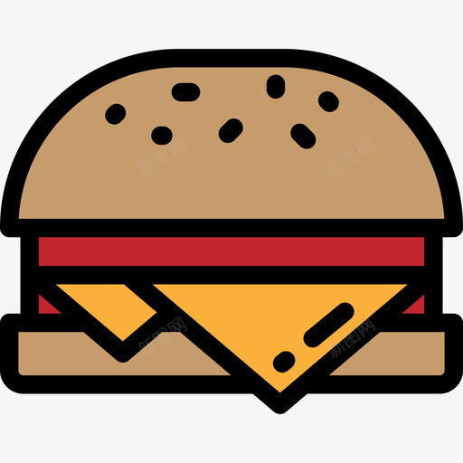 奶酪汉堡食品和餐厅大包装颜色线性颜色图标svg_新图网 https://ixintu.com 奶酪汉堡 线性颜色 食品和餐厅大包装颜色