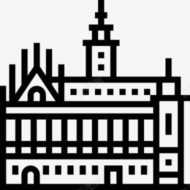 米德尔堡市政厅地标性建筑线性图标图标