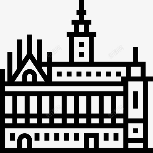 米德尔堡市政厅地标性建筑线性图标svg_新图网 https://ixintu.com 地标性建筑 米德尔堡市政厅 线性