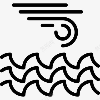 波浪气象条件线性图标图标