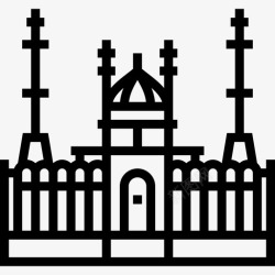 阿斯塔纳努尔阿斯塔纳清真寺地标3线性图标高清图片