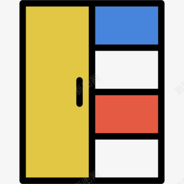 橱柜线性颜色客房元素线性颜色图标图标