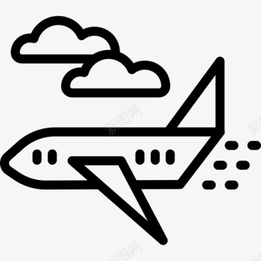 飞机暑假系列线性图标图标