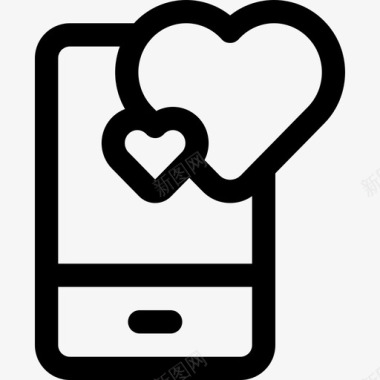 智能手机爱情浪漫系列直线型图标图标