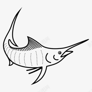 马林鱼比目鱼大嘴鱼图标图标